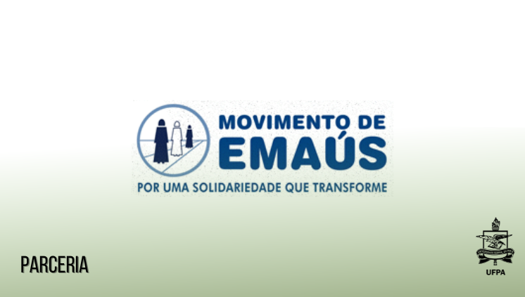 Card branco e verde, com a logomarca do Movimento de Emaús - Por uma Solidariedade que tranforme
