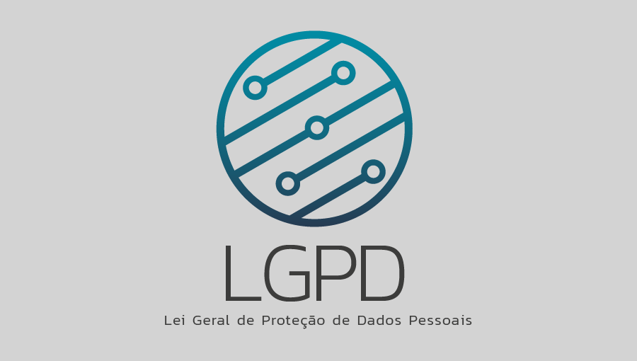 Card de funco cinza. No centro do card, em destaque, o texto: LGPD - Lei Geral de Proteção de Dados Pessoais