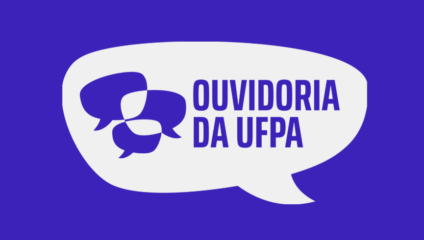 Card de fundo azul. No centro, um balão de fala destaca o texto: OUVIDORIA DA UFPA.