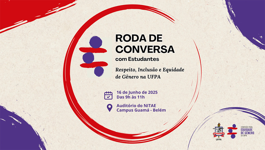 cARD GRÁFICO DESTACA O TEXTO: roda de conversa com estudantes - 16 de junho de 2025 - de 9h às 11h - auditório do nitae.