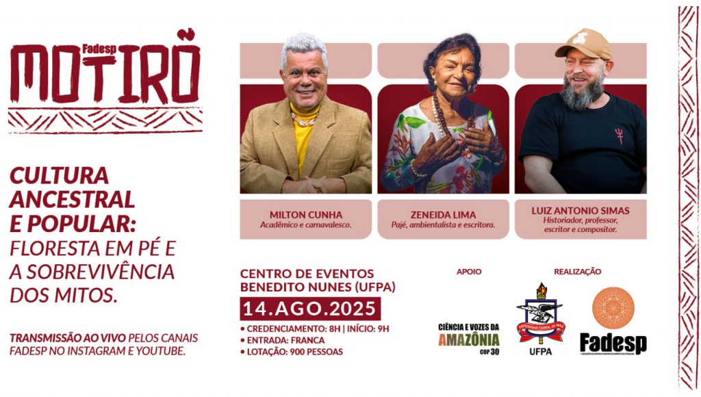 Card gráfico de fundo branco destaca a foto de três pessoas: Milton Cunha, Zeneida Lima e Luiz Simas.