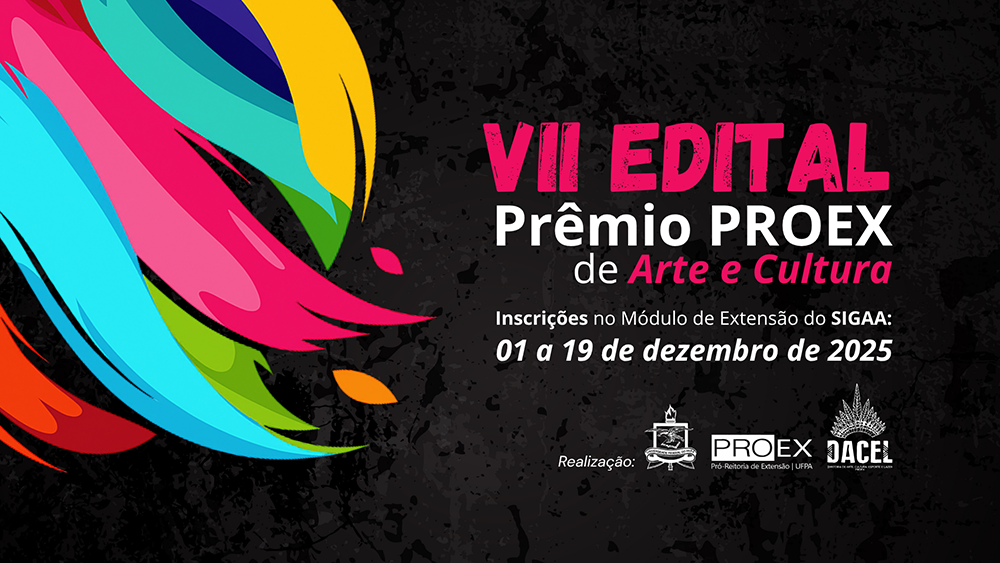 cARD GRÁFICO DESTACA A INFORMAÇÃO: VII EDITAL PRÊMIO POREX DE ARTE E CULTURA - INCRIÇÕES NO MÓDULO EXTENSÃO SIGAA DE 1 A 19 DE DEZEMBRO.