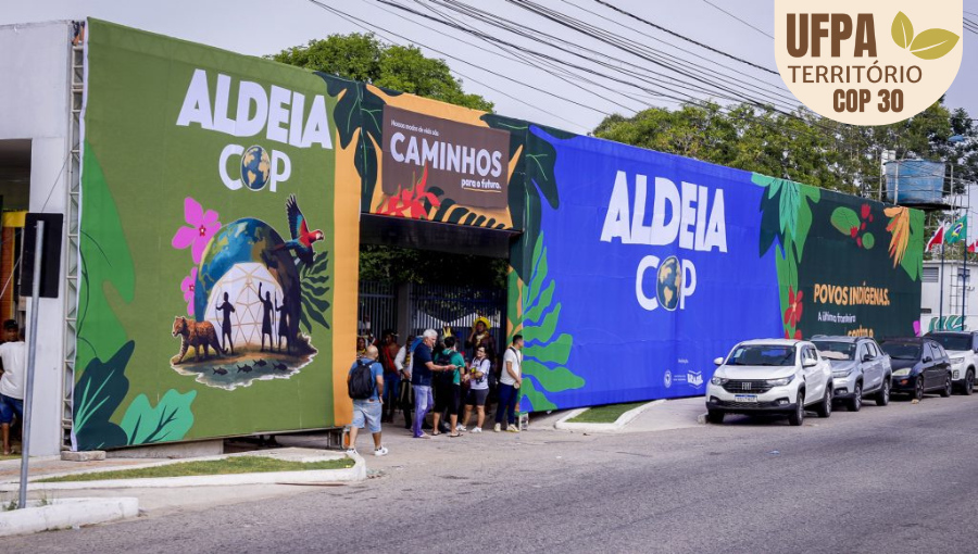 Fotografia da fachada de entrada da Aldeia COP.