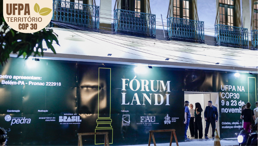 Fotografia da fachada do prédio do Fórum Landi.